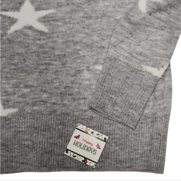 Happy Holidays 1X Light Grey Sweater With Stars - Picture 4 of 7